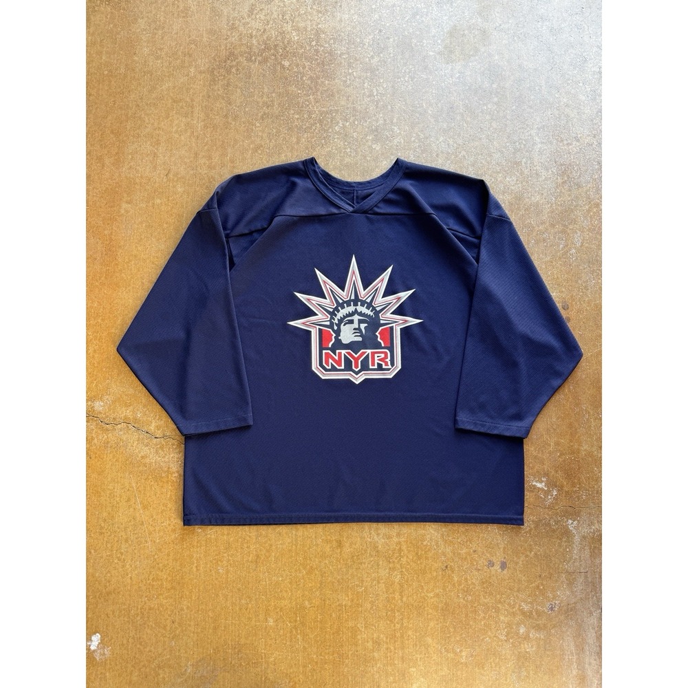 VTG 90s CCM Blue New York Rangers Hockey NHL Light Weight Jersey XL Canada Made
